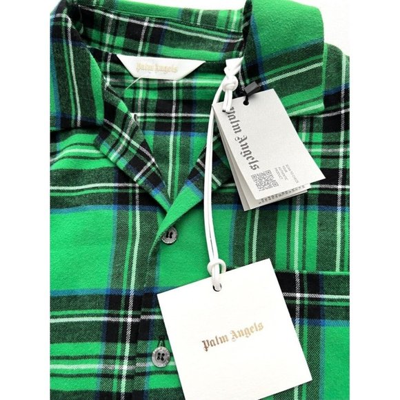 PALM ANGELS KIDS Checked Cotton Pajama Shirt Green ( 8 ) - Picture 3 of 3
